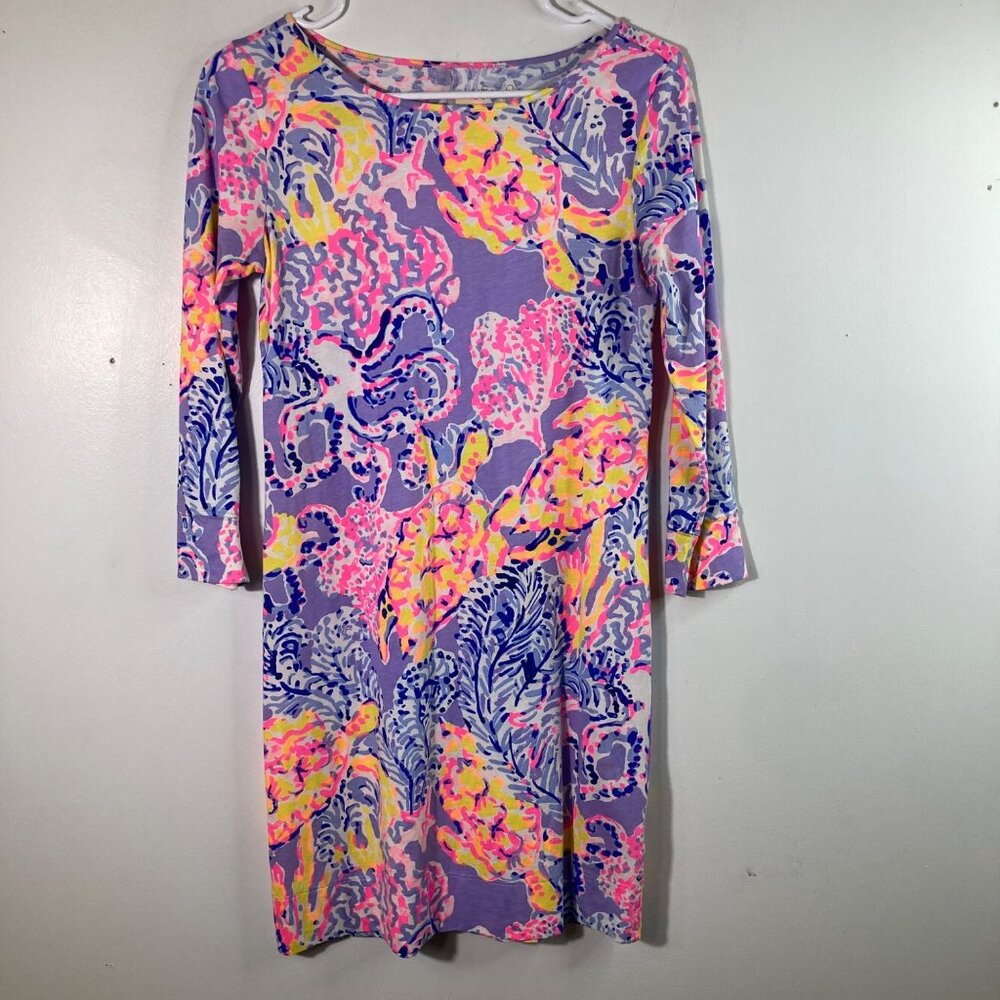 Lilly‎ Pulitzer Marlowe Dress Lilac Verbena So Snappy Turtle XS Pima Cotton